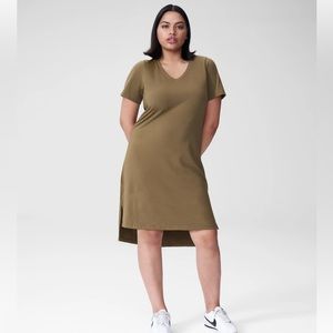Universal Standard Tesino T Shirt Dress Olive Green 2xs 6-8 Peruvian Cot…